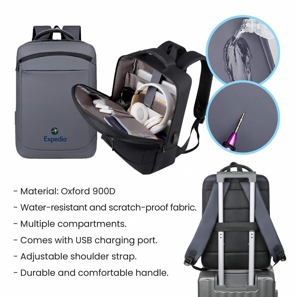 15.6" DOLLY Laptop Backpack with External USB Port 08